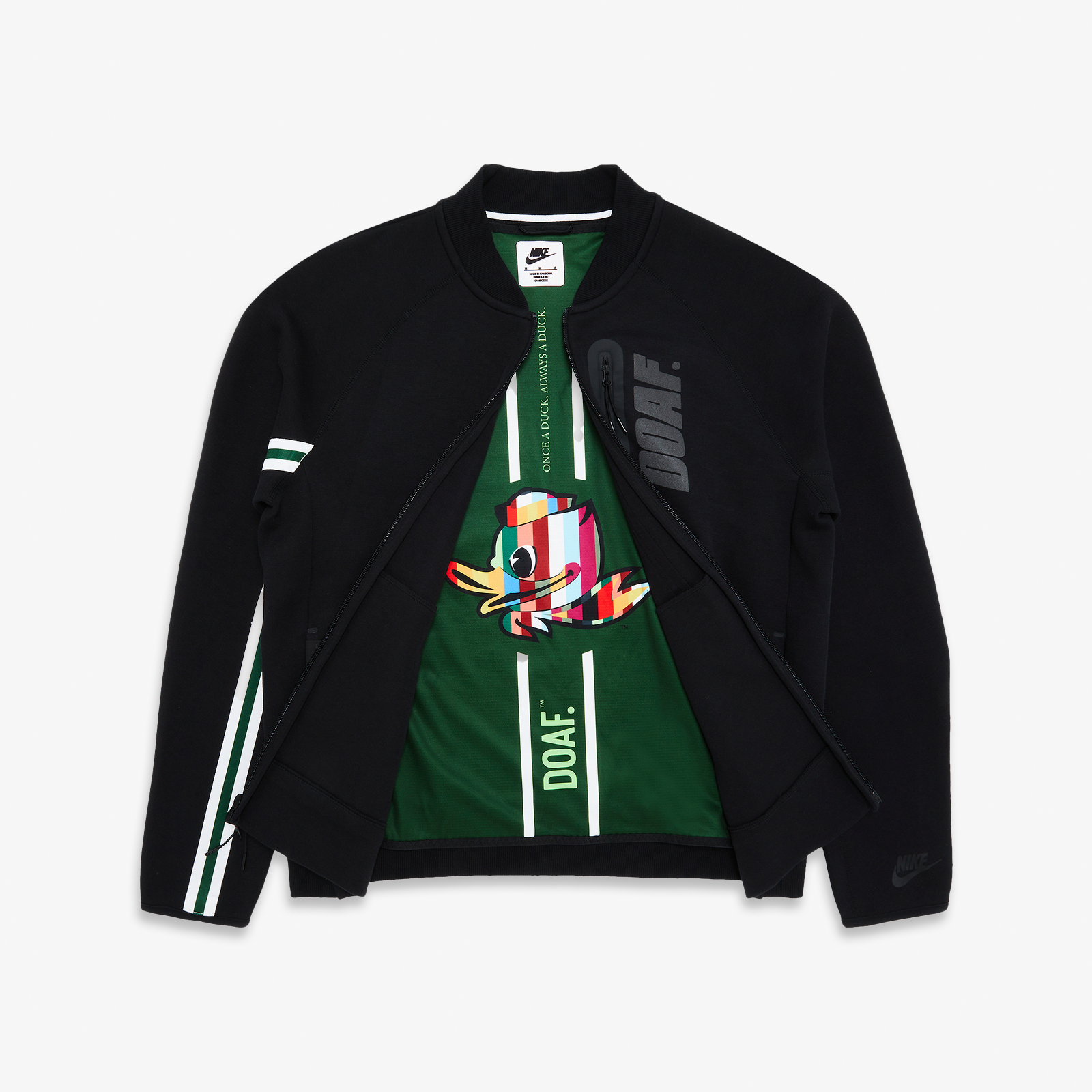 Black Tech Fleece Bomber Jacket