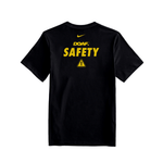 Black t-shirt with yellow text and DOAF logo on a white background