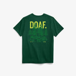 Green t-shirt with 'DOAF' text and graphic on a white background
