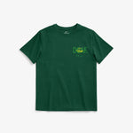 Green t-shirt with a logo on a white background