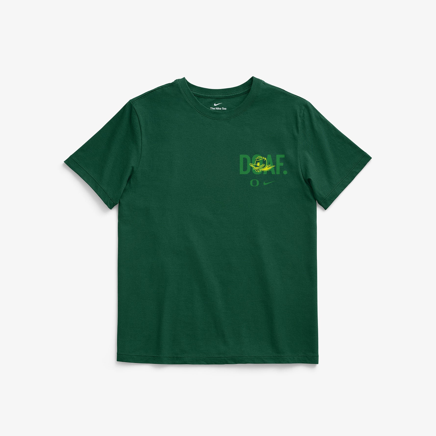 Green t-shirt with a logo on a white background