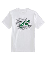 White t-shirt with green sneakers graphic and 'DOAF' branding on a white background
