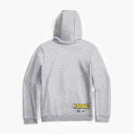 Gray hoodie with a DOAF logo on the back against a white background