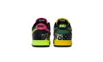 Back view of the DOAF “What The Duck” Nike Dunk Low “Home.” The colorful collage designs also pay homage to Oregon’s innovative use of textures, materials and stitching over the years. Incorporating reflective, metallic and neon elements that helped define Oregon’s distinct look on the field, the shoes both highlight the evolution of the Ducks' uniforms and celebrate the program’s continued impact on sports culture. 