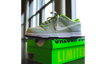 The  DOAF Nike Dunk Low “Oregon” Player Edition, offers a fresh take on a classic shoe, with subtle interplays of texture and color highlighted by distinctive signature touches.

The shoe features a subtle tone-on-tone combination of off-white split suede quarter panels and toe boxes, and overlays of light grey tumbled leather accented by electric green stitching throughout, which also outline the white leather Swoosh branding.